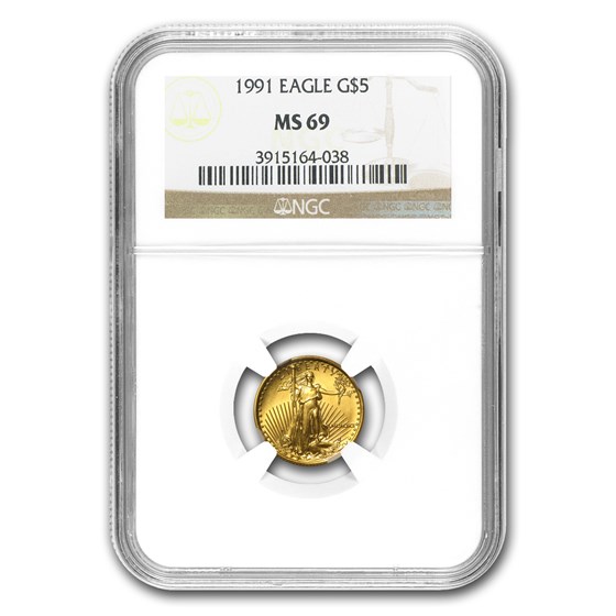 1991 1/10 oz American Gold Eagle MS-69 NGC