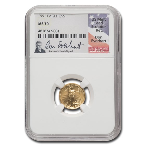 1991 1/10 oz American Gold Eagle MS-70 NGC (Everhart) 1991 1/10 oz American Gold Eagle MS-70 NGC (Everhart)