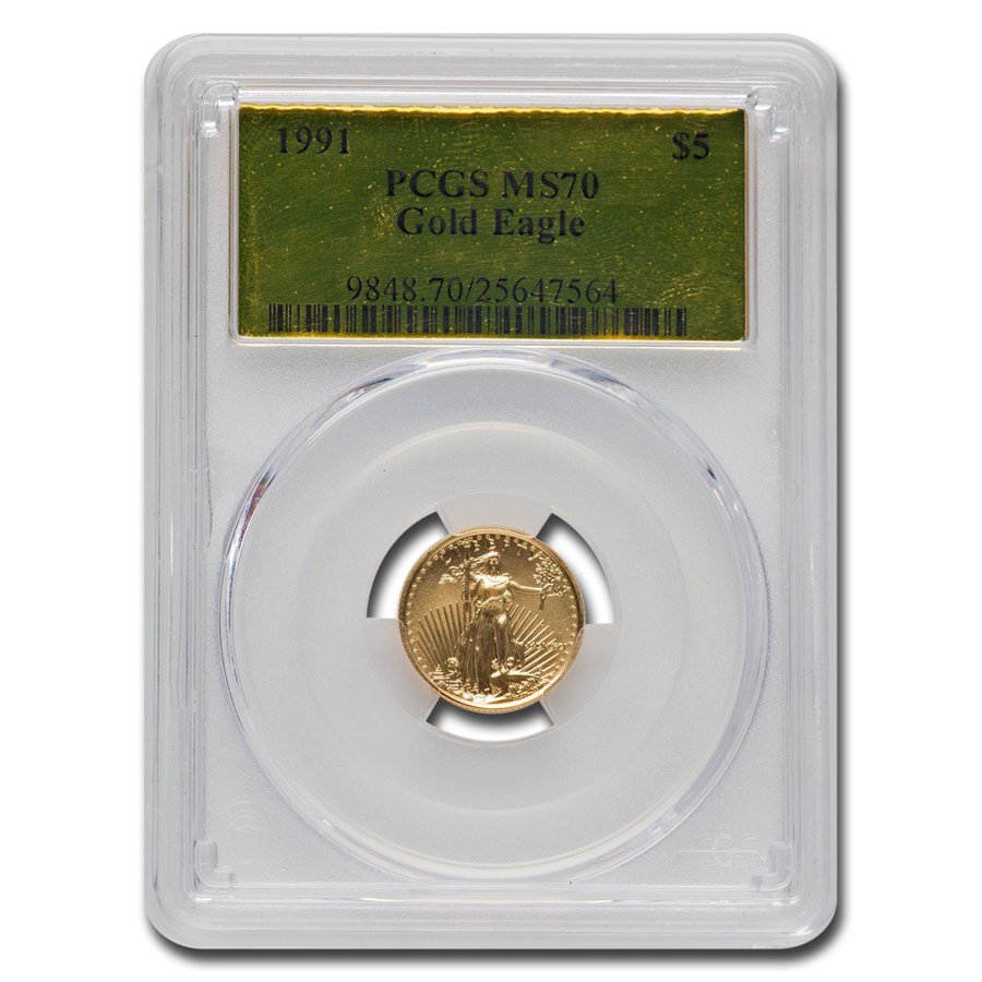 1991 1/10 oz American Gold Eagle MS-70 PCGS (Gold Label)