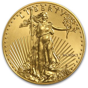 1991 1/10 oz Gold American Eagle (Lightly Cleaned or Polished) 1991 1/10 oz Gold American Eagle (Lightly Cleaned or Polished)