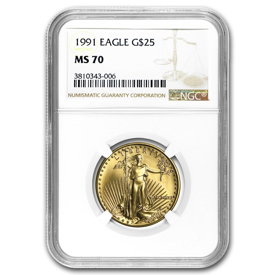 1991 1/2 oz American Gold Eagle MS-70 NGC