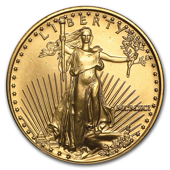 1991 1/2 oz Gold American Eagle BU (MCMXCI) 1991 1/2 oz Gold American Eagle BU (MCMXCI)