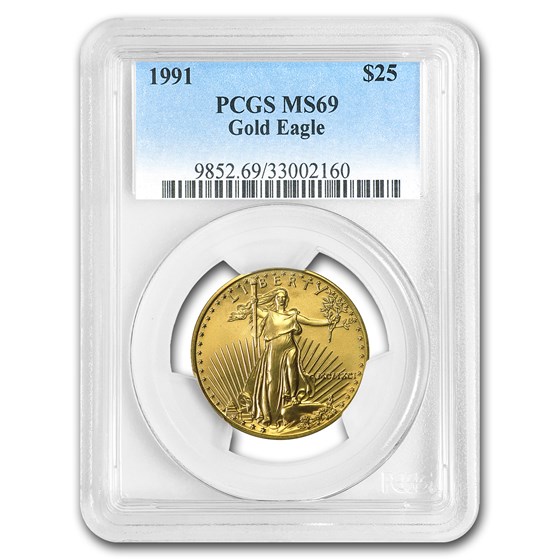 1991 1/2 oz Gold American Eagle MS-69 PCGS 1991 1/2 oz Gold American Eagle MS-69 PCGS