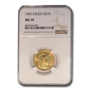1991 1/4 oz American Gold Eagle MS-70 NGC