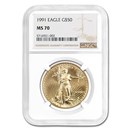 1991 1 oz American Gold Eagle MS-70 NGC