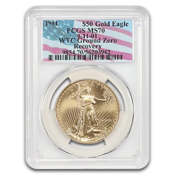 1991 1 oz American Gold Eagle MS-70 PCGS (WTC Label)