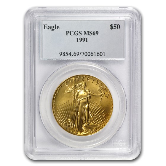 1991 1 oz Gold American Eagle MS-69 PCGS 1991 1 oz Gold American Eagle MS-69 PCGS