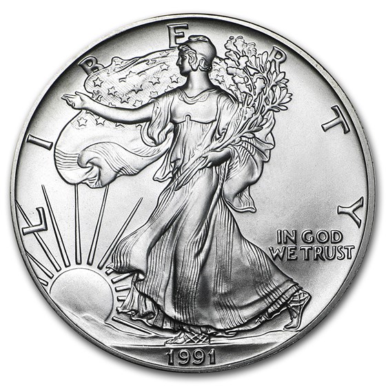 1991 1 oz Silver American Eagle BU 1991 1 oz Silver American Eagle BU
