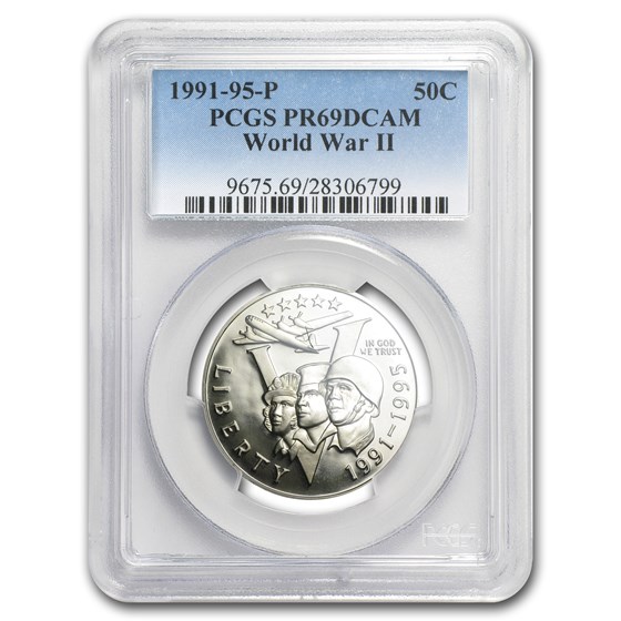 1991-1995-P World War II 1/2 Dollar Clad Commem PR-69 PCGS 1991-1995-P World War II 1/2 Dollar Clad Commem PR-69 PCGS