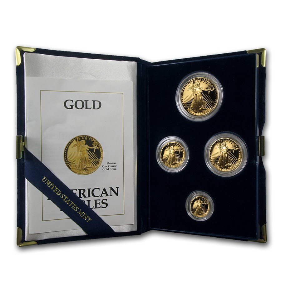1991 4-Coin Proof American Gold Eagle Set (w/Box & COA)