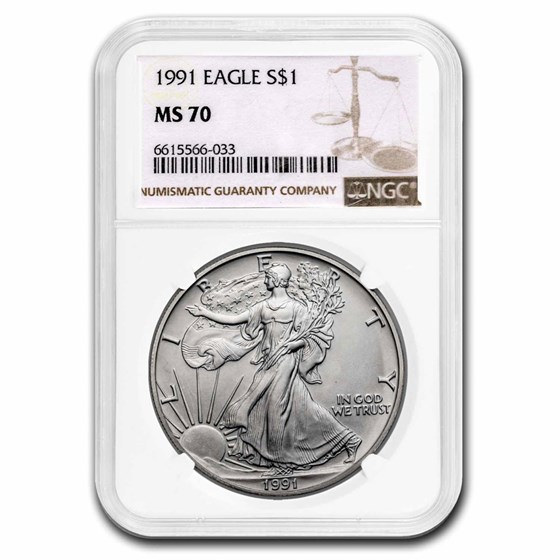 1991 American Silver Eagle MS-70 NGC 1991 American Silver Eagle MS-70 NGC