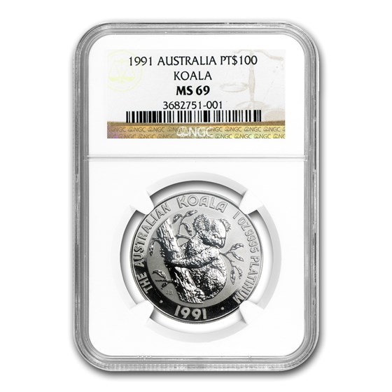 1991 Australia 1 oz Platinum Koala MS-69 NGC