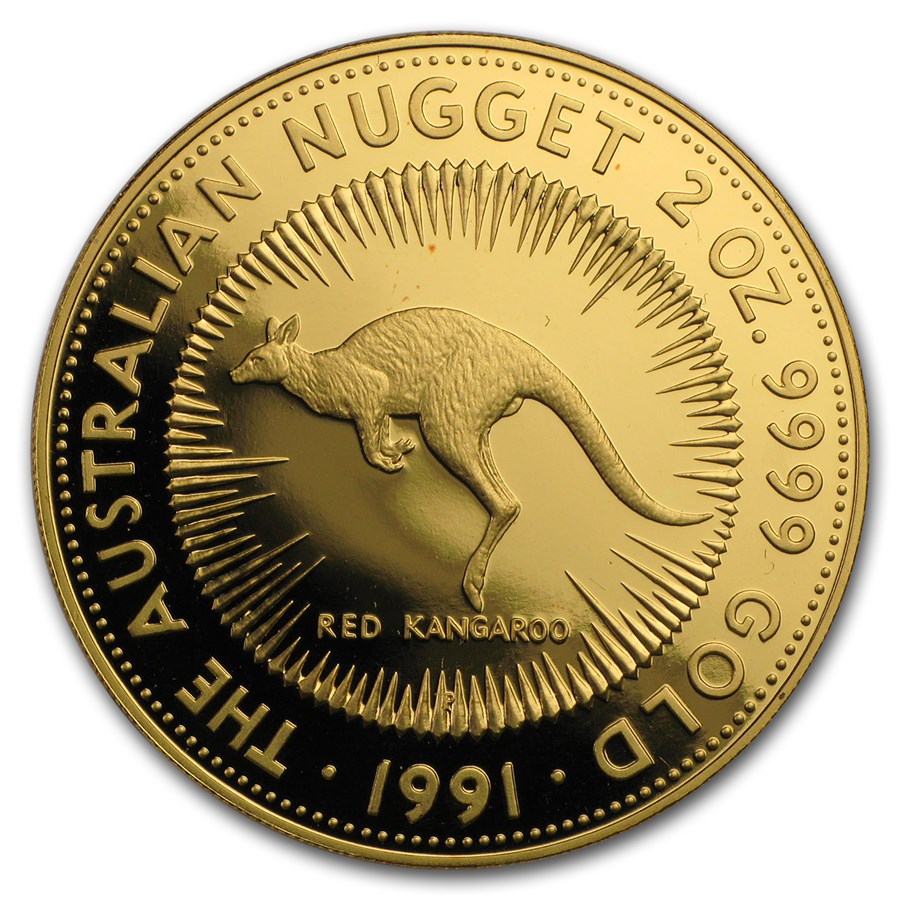 1991 Australia 2 oz Proof Gold Nugget