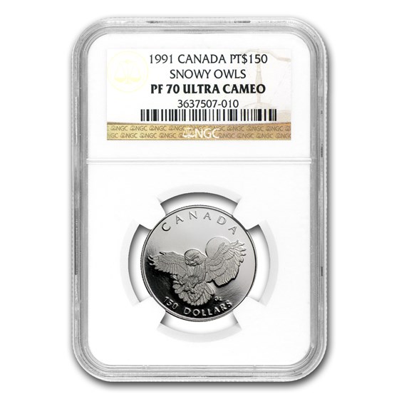 1991 Canada 1/2 oz Proof Platinum $150 Snowy Owl PF-70 NGC 1991 Canada 1/2 oz Proof Platinum $150 Snowy Owl PF-70 NGC