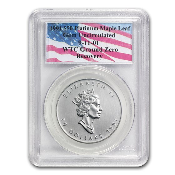 1991 Canada 1 oz Platinum Maple Leaf Gem Unc PCGS (WTC) 1991 Canada 1 oz Platinum Maple Leaf Gem Unc PCGS (WTC)