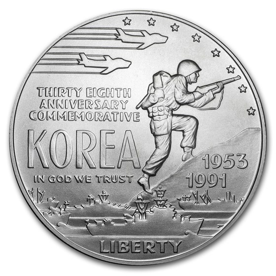 1991-D Korean War $1 Silver Commem BU (Capsule Only) 1991-D Korean War $1 Silver Commem BU (Capsule Only)