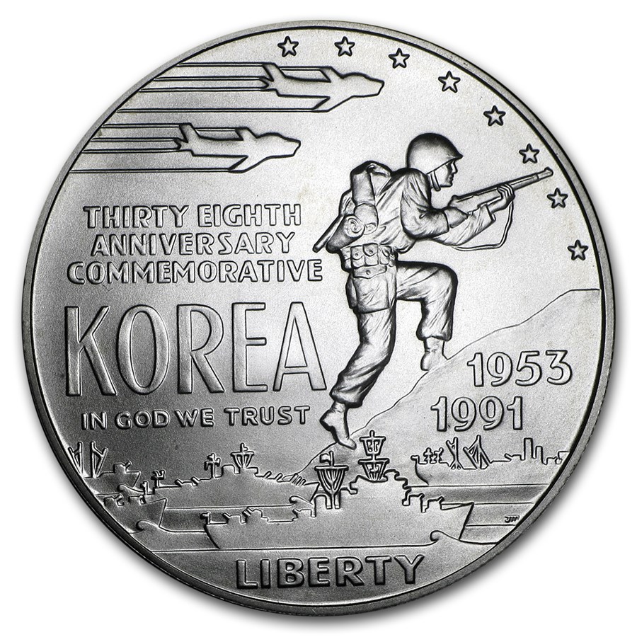 1991-D Korean War $1 Silver Commem BU (w/Box & COA)
