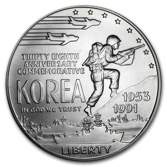 1991-D Korean War $1 Silver Commem BU (w/Box & COA) 1991-D Korean War $1 Silver Commem BU (w/Box & COA)
