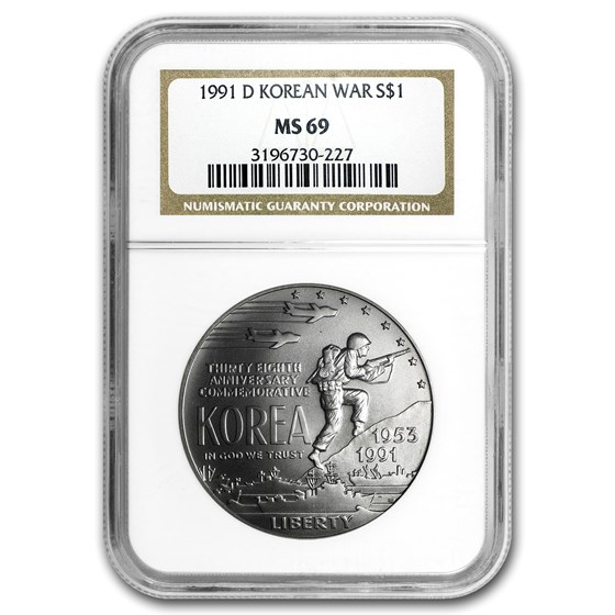 1991-D Korean War $1 Silver Commem MS-69 NGC 1991-D Korean War $1 Silver Commem MS-69 NGC