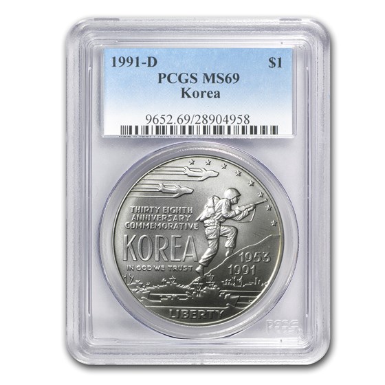 1991-D Korean War $1 Silver Commem MS-69 PCGS 1991-D Korean War $1 Silver Commem MS-69 PCGS