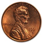 1991-D Lincoln Cent BU (Red)