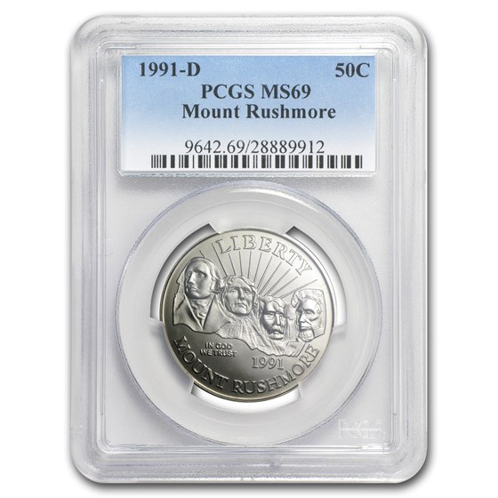 1991-D Mount Rushmore 1/2 Dollar Clad Commem MS-69 PCGS 1991-D Mount Rushmore 1/2 Dollar Clad Commem MS-69 PCGS