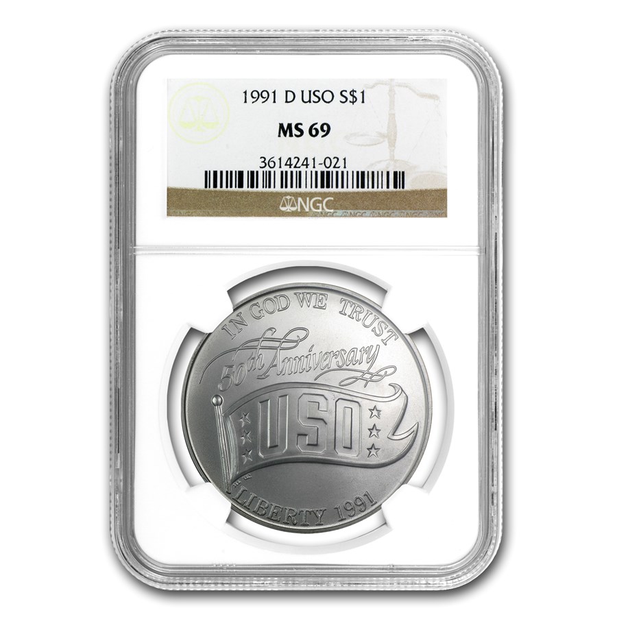 1991-D USO $1 Silver Commem MS-69 NGC