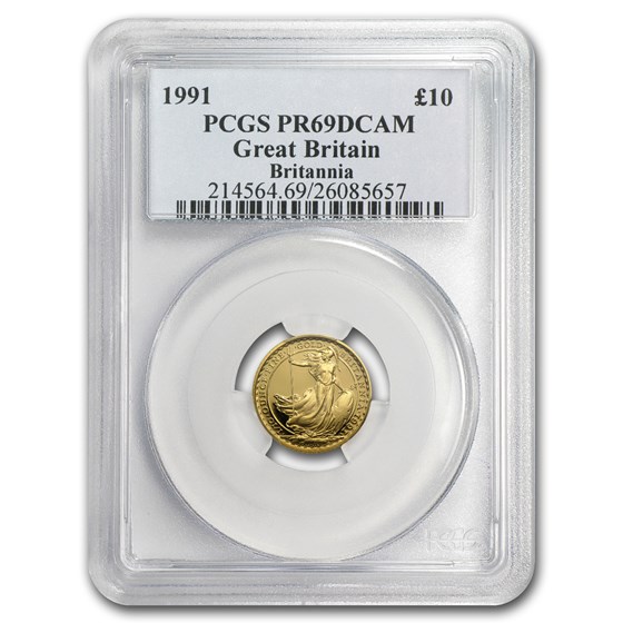 1991 Great Britain 1/10 oz Proof Gold Britannia PR-69 PCGS 1991 Great Britain 1/10 oz Proof Gold Britannia PR-69 PCGS