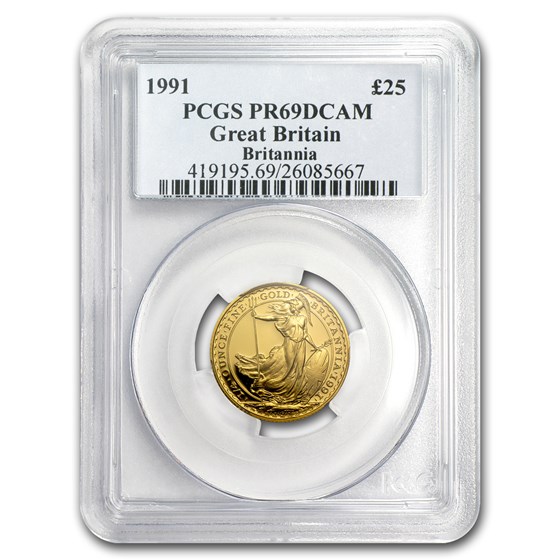 1991 Great Britain 1/4 oz Proof Gold Britannia PR-69 PCGS 1991 Great Britain 1/4 oz Proof Gold Britannia PR-69 PCGS
