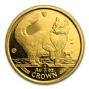 1991 Isle of Man 1/5 oz Gold Norwegian Cat