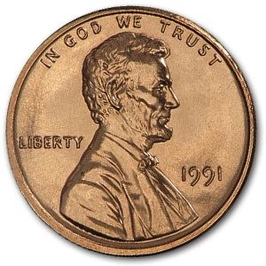 1991 Lincoln Cent BU (Red)