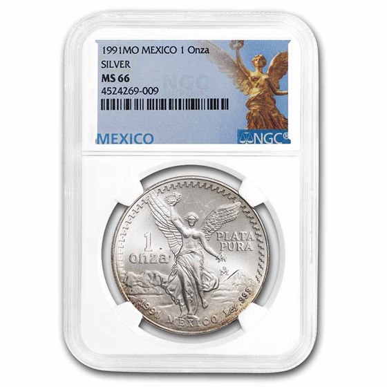 1991 Mexico 1 oz Silver Libertad Type 1 MS-66 NGC 1991 Mexico 1 oz Silver Libertad Type 1 MS-66 NGC