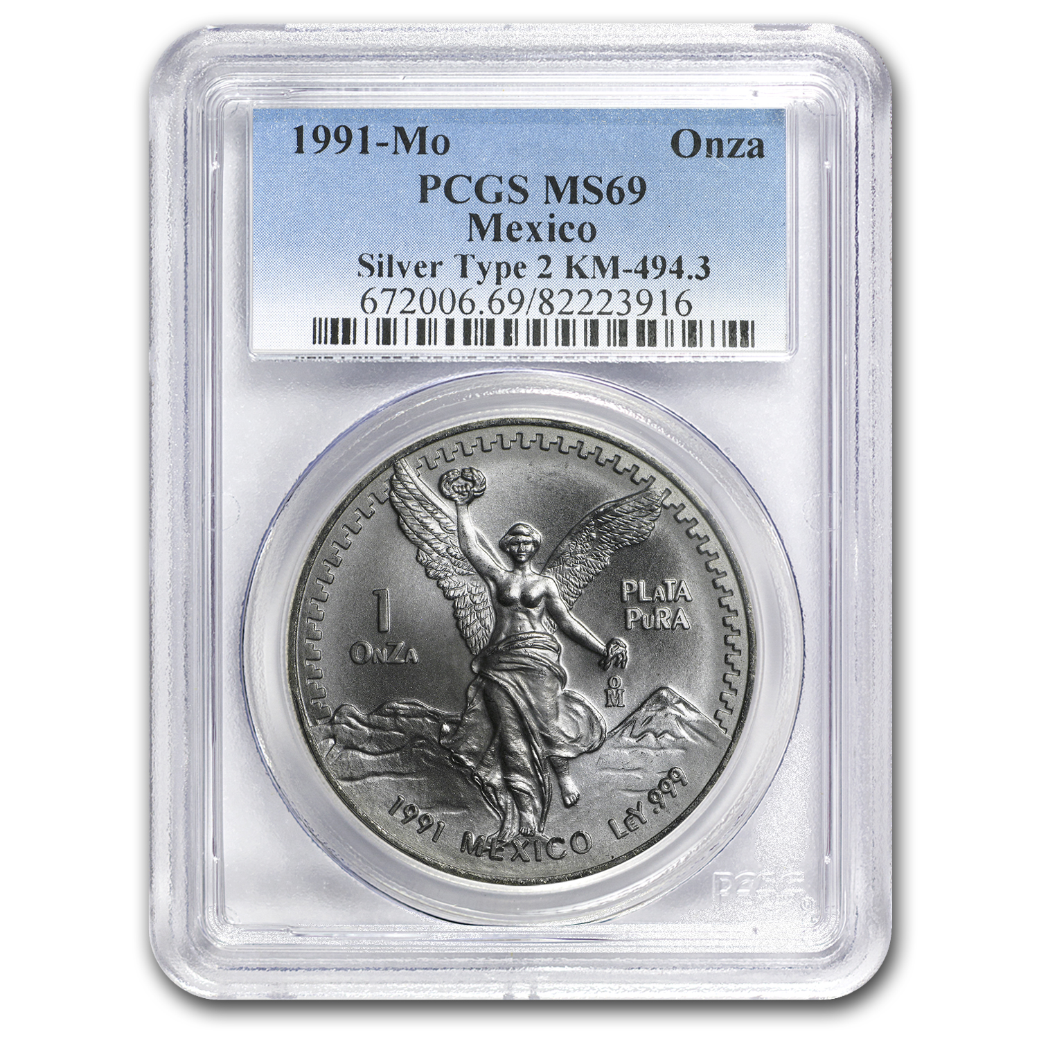 Buy 1991 Mexico 1 oz Silver Libertad Type 2 MS-69 PCGS | APMEX