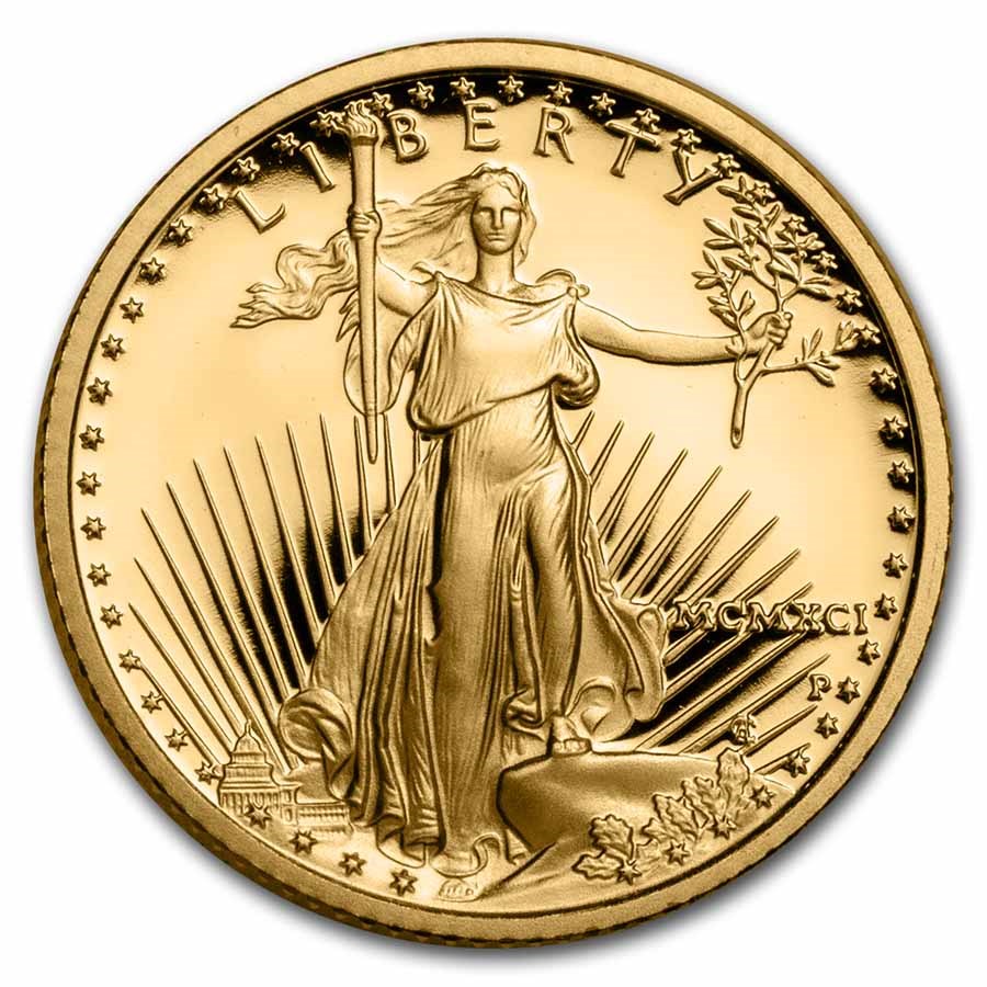 1991-P 1/10 oz Proof American Gold Eagle (Capsule Only)