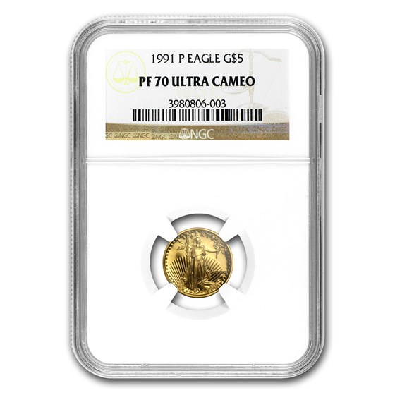 1991-P 1/10 oz Proof American Gold Eagle PF-70 UCAM NGC 1991-P 1/10 oz Proof American Gold Eagle PF-70 UCAM NGC