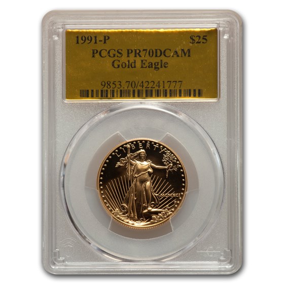 1991-P 1/2 oz Proof American Gold Eagle PR-70 PCGS (Gold Foil) 1991-P 1/2 oz Proof American Gold Eagle PR-70 PCGS (Gold Foil)