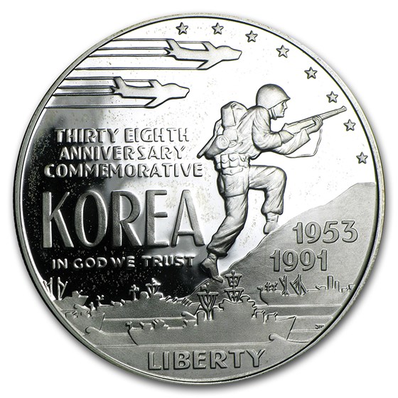 1991-P Korean War $1 Silver Commem Proof (Capsule Only) 1991-P Korean War $1 Silver Commem Proof (Capsule Only)
