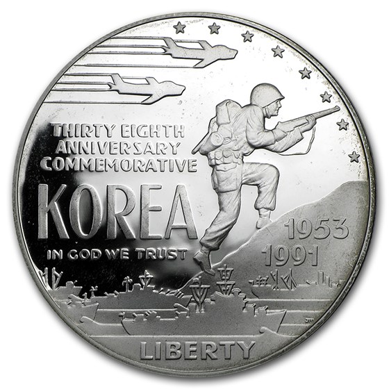 1991-P Korean War $1 Silver Commem Proof (w/Box & COA) 1991-P Korean War $1 Silver Commem Proof (w/Box & COA)