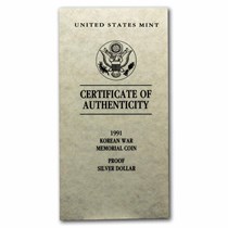 Buy 1991-P Korean War $1 Silver Commem Proof (w/Box & COA) | APMEX