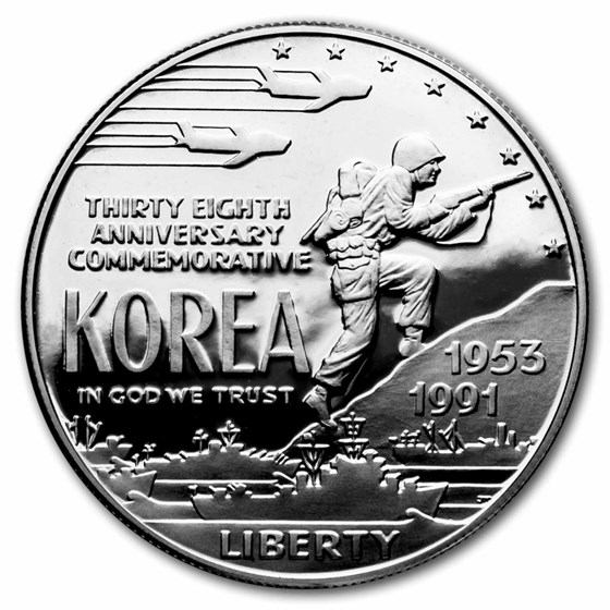 1991-P Korean War $1 Silver Commem Proof (w/Box & COA) 1991-P Korean War $1 Silver Commem Proof (w/Box & COA)