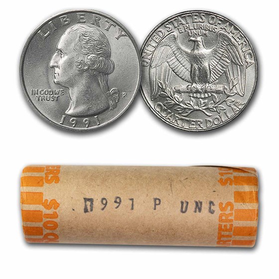 1991-P Washington Quarter 40-Coin Roll BU 1991-P Washington Quarter 40-Coin Roll BU