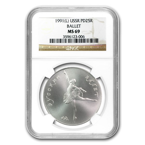 1991 Russia 1 oz Palladium Ballerina MS-69 NGC 1991 Russia 1 oz Palladium Ballerina MS-69 NGC