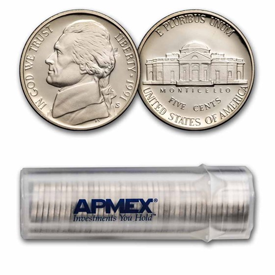 1991-S Jefferson Nickel 40-Coin Roll Proof 1991-S Jefferson Nickel 40-Coin Roll Proof