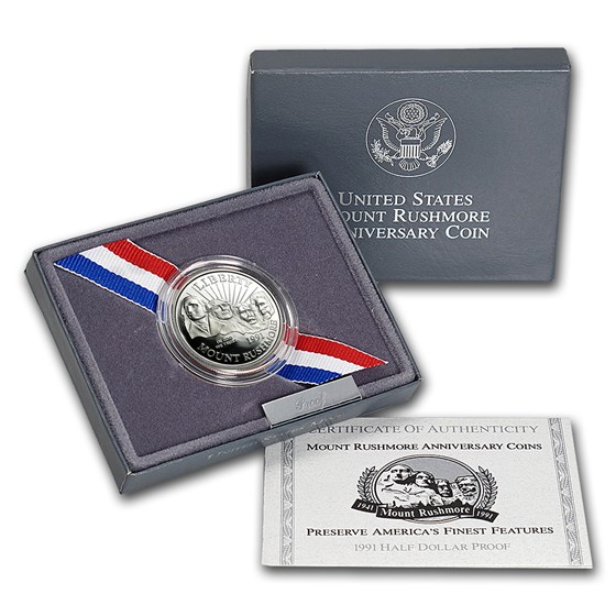 1991-S Mount Rushmore 1/2 Dollar Clad Commem Proof (w/Box & COA) 1991-S Mount Rushmore 1/2 Dollar Clad Commem Proof (w/Box & COA)