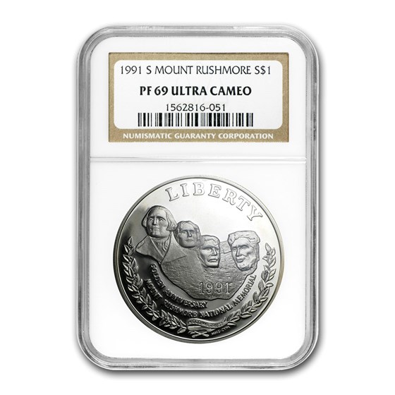 1991-S Mount Rushmore $1 Silver Commem PF-69 NGC 1991-S Mount Rushmore $1 Silver Commem PF-69 NGC