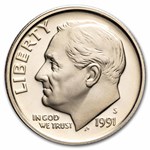 1991-S Roosevelt Dime 50-Coin Roll Proof
