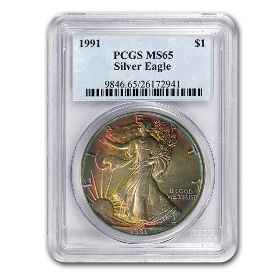 1991 Silver American Eagle MS-65 PCGS (Toned) 1991 Silver American Eagle MS-65 PCGS (Toned)