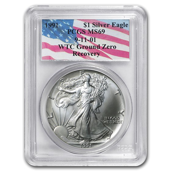 1991 Silver American Eagle MS-69 PCGS (World Trade Center) 1991 Silver American Eagle MS-69 PCGS (World Trade Center)
