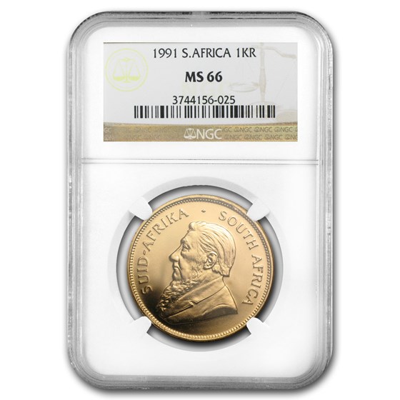 1991 South Africa 1 oz Gold Krugerrand MS-66 NGC 1991 South Africa 1 oz Gold Krugerrand MS-66 NGC