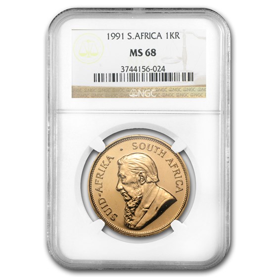 1991 South Africa 1 oz Gold Krugerrand MS-68 NGC 1991 South Africa 1 oz Gold Krugerrand MS-68 NGC
